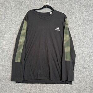 Adidas Shirt Mens 2XL XXL Black Long Sleeve Camouflage Performance Stretch Camo